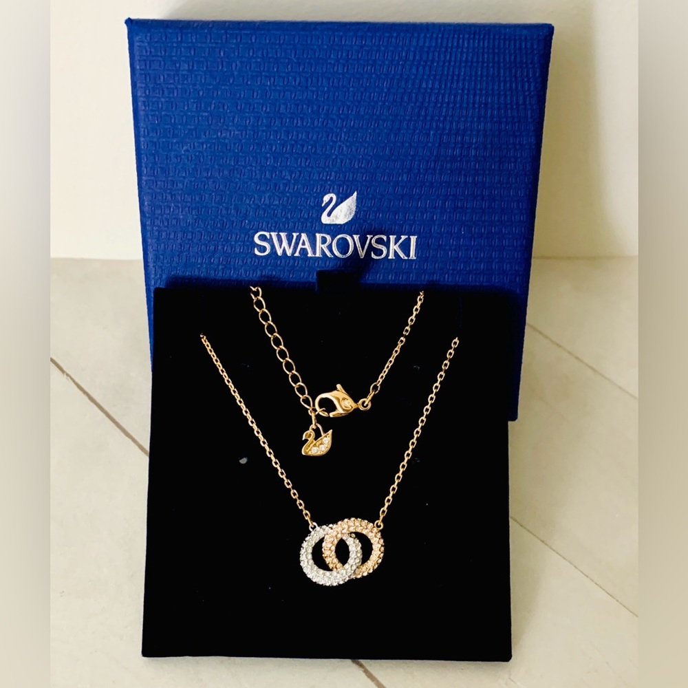 $159 Swarovski Dextera White and Rose Gold Tone Necklace 5414999